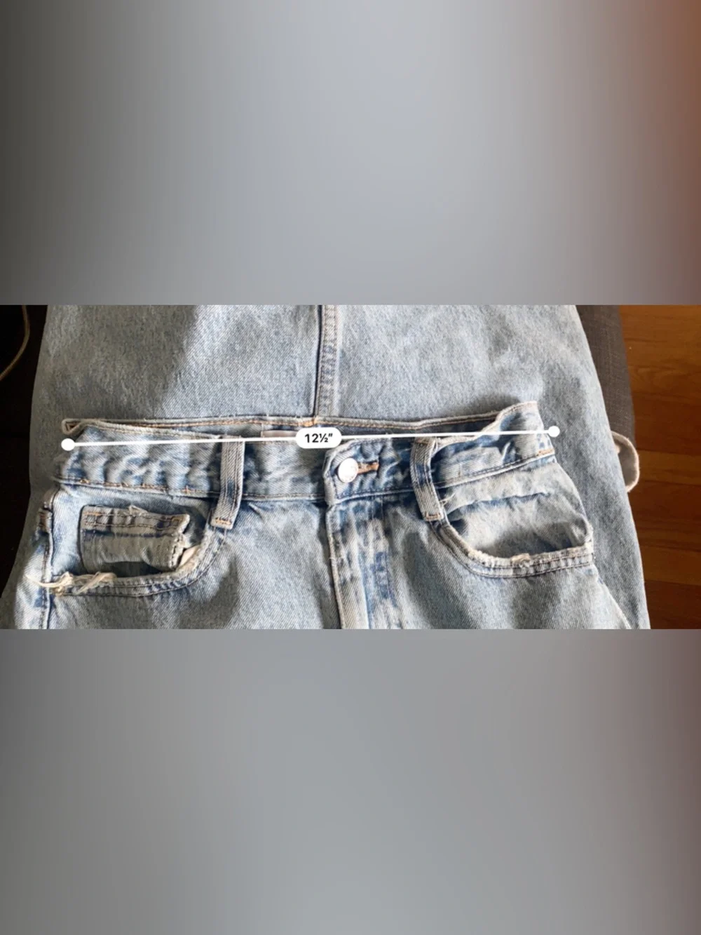 ZARA Light Blue Denim Midi Skirt with Front Slit - Picture 4 of 4